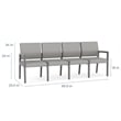 Pemberly Row Waiting Reception 4 Seat Tandem Seating No Center Arms in Blue