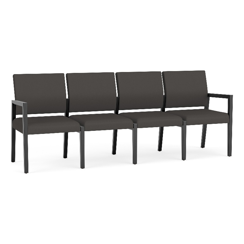 Pemberly Row Waiting Reception 4 Seat Tandem Seating No Center Arms in Gray