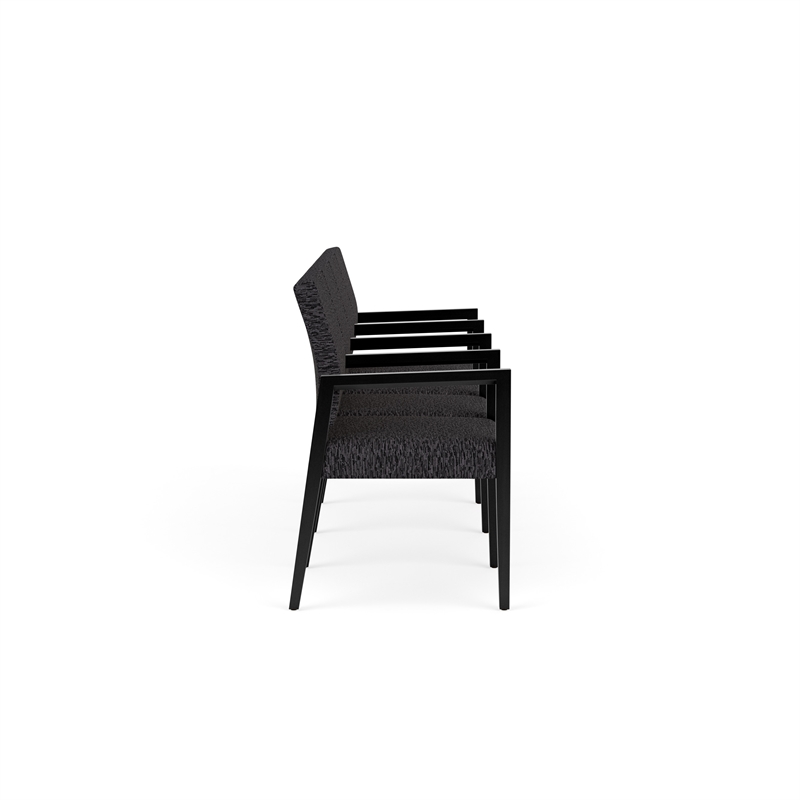 Pemberly Row Waiting Reception 4 Seat Tandem Seating Wood Frame in Black