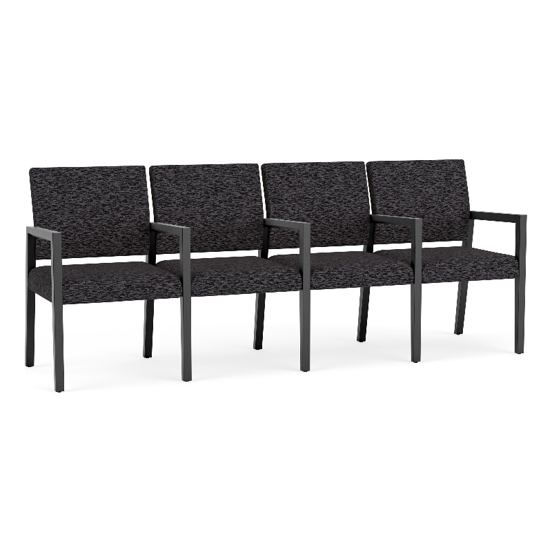 Pemberly Row Waiting Reception 4 Seat Tandem Seating Wood Frame in Black