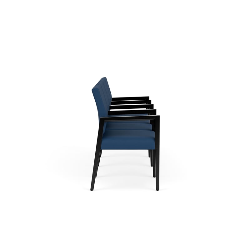 Pemberly Row Waiting Reception 4 Seat Tandem Seating Wood Frame in Blue