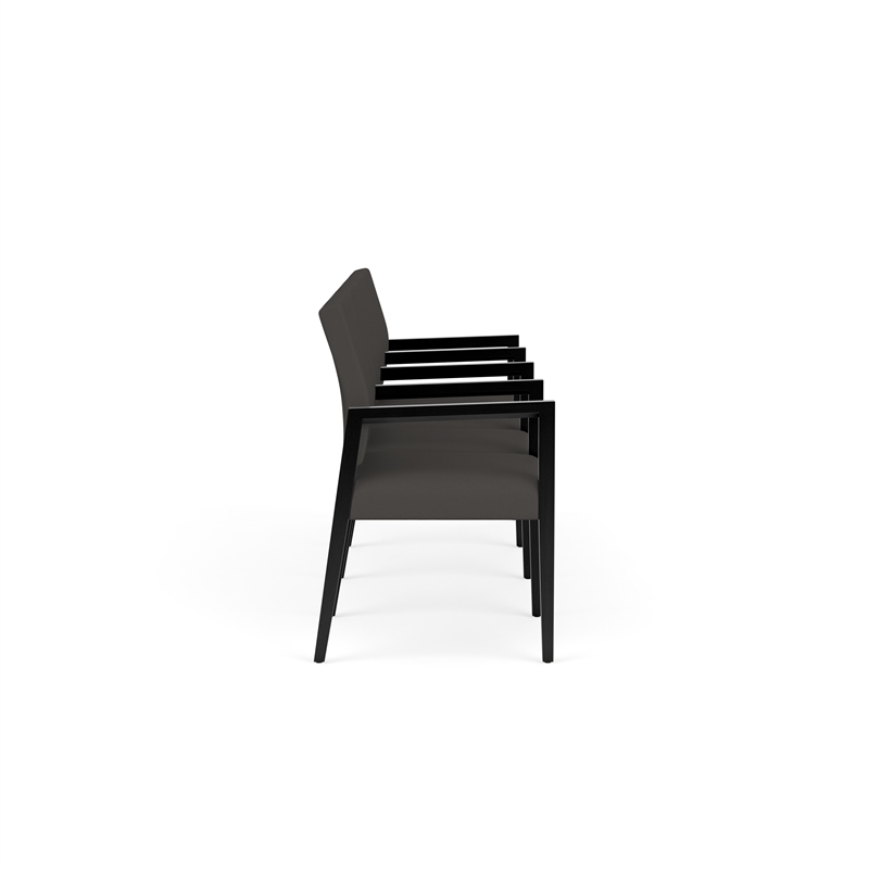 Pemberly Row Waiting Reception 4 Seat Tandem Seating Wood Frame in Gray