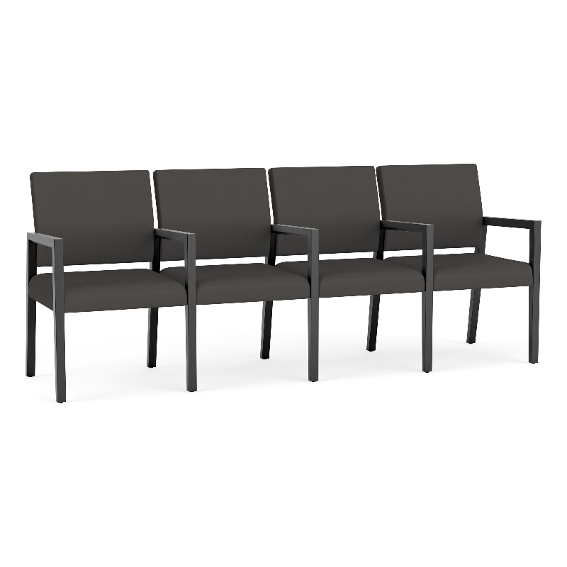 Pemberly Row Waiting Reception 4 Seat Tandem Seating Wood Frame in Gray