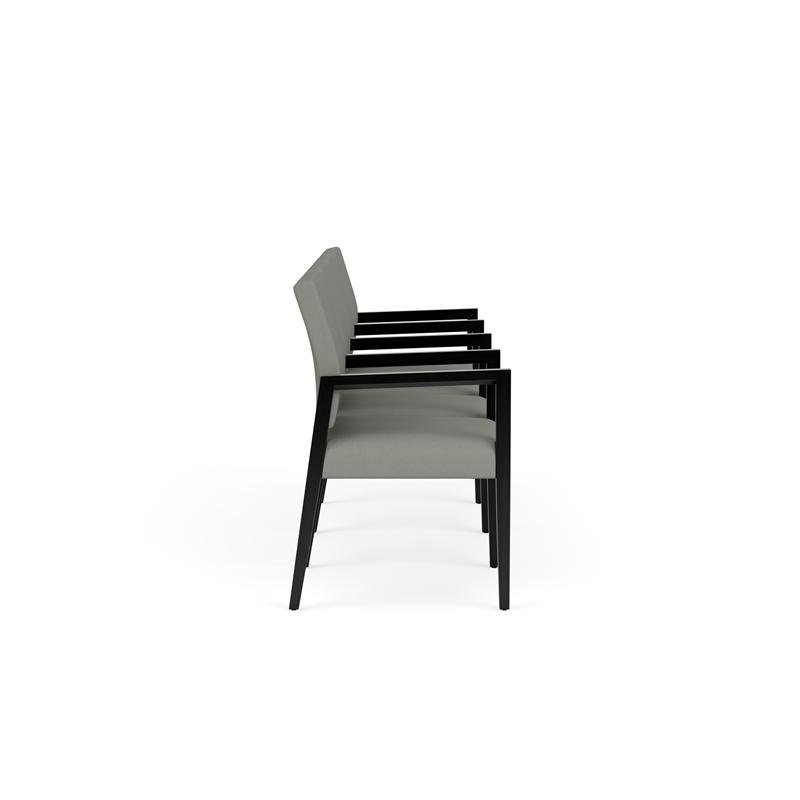 Pemberly Row Waiting Reception 4 Seat Tandem Seating Wood Frame in Gray