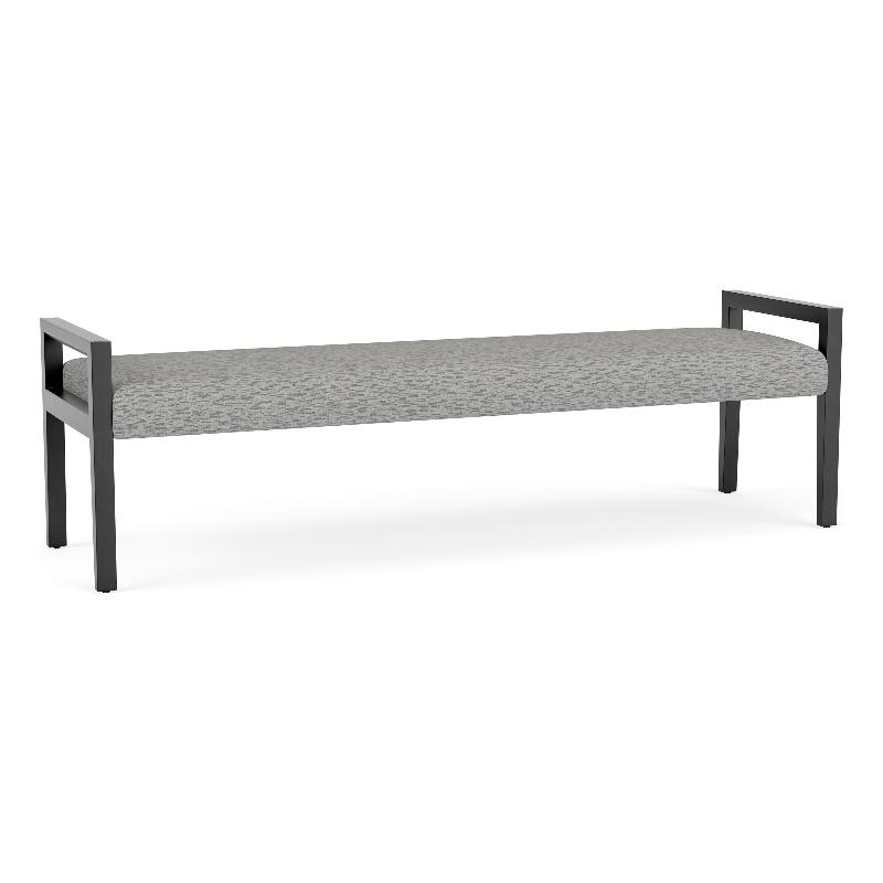 Pemberly Row Waiting Reception 3 Seat Bench Wood Frame in Gray