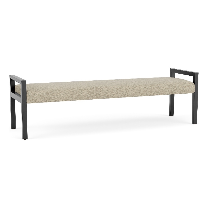 Pemberly Row Waiting Reception 3 Seat Bench Wood Frame in Brown