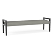 Pemberly Row Waiting Reception 3 Seat Bench Wood Frame in Gray