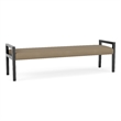 Pemberly Row Waiting Reception 3 Seat Bench Wood Frame in Brown