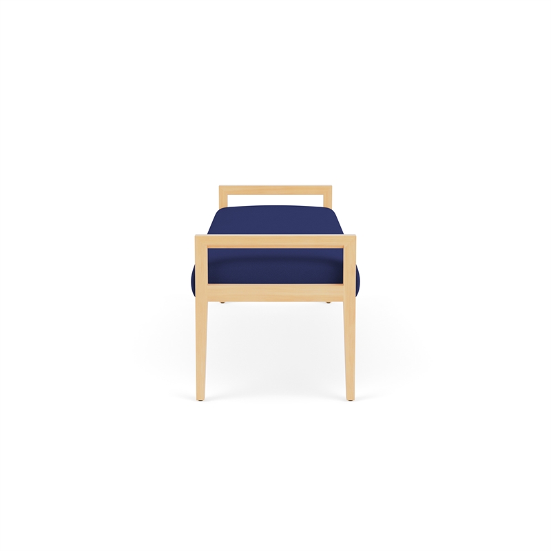 Pemberly Row Waiting Reception 3 Seat Bench Wood Frame in Blue
