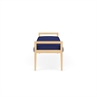 Pemberly Row Waiting Reception 3 Seat Bench Wood Frame in Blue