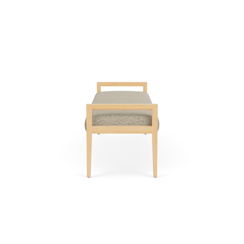 Pemberly Row Waiting Reception 3 Seat Bench Wood Frame in Brown