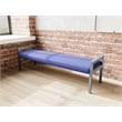 Pemberly Row Waiting Reception 3 Seat Bench Wood Frame in Blue