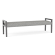 Pemberly Row Waiting Reception 3 Seat Bench Wood Frame in Gray