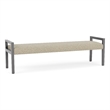 Pemberly Row Waiting Reception 3 Seat Bench Wood Frame in Brown