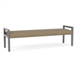 Pemberly Row Waiting Reception 3 Seat Bench Wood Frame in Brown