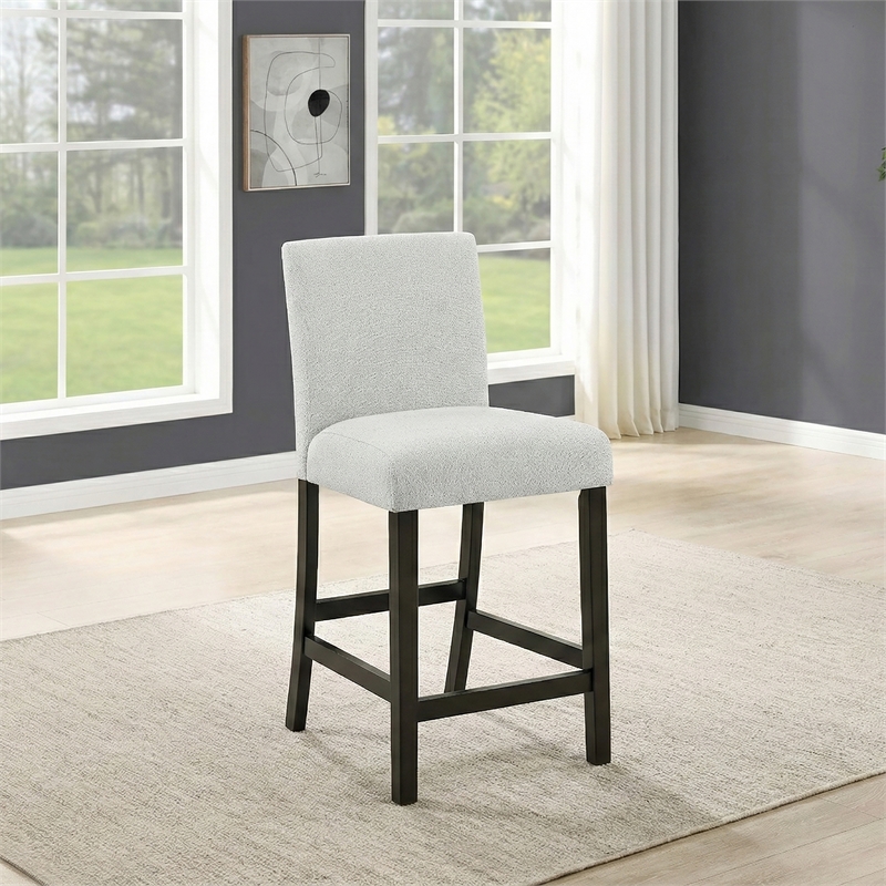 Pemberly Row Carissa Wood Counter Chair in Stone Gray Set of 2