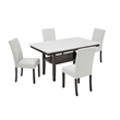 Pemberly Row Carissa 5-Piece Wood Rectangle Dining Set in Stone Gray