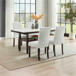 Pemberly Row Carissa 5-Piece Wood Rectangle Dining Set in Stone Gray
