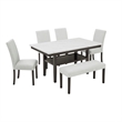 Pemberly Row Carissa 6-Piece Wood Rectangle Dining Set in Stone Gray