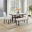 Pemberly Row Carissa 6-Piece Wood Rectangle Dining Set in Stone Gray