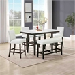 Pemberly Row Carissa 6-Piece Wood Rectangle Counter Set in Stone Gray