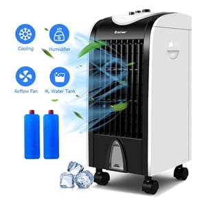 Pemberly Row Portable Evaporative Air Cooler Fan with Humidifier in White