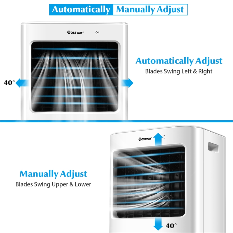 Pemberly Row Portable Evaporative Air Cooler Fan with Remote and 7.5 Hour Timer
