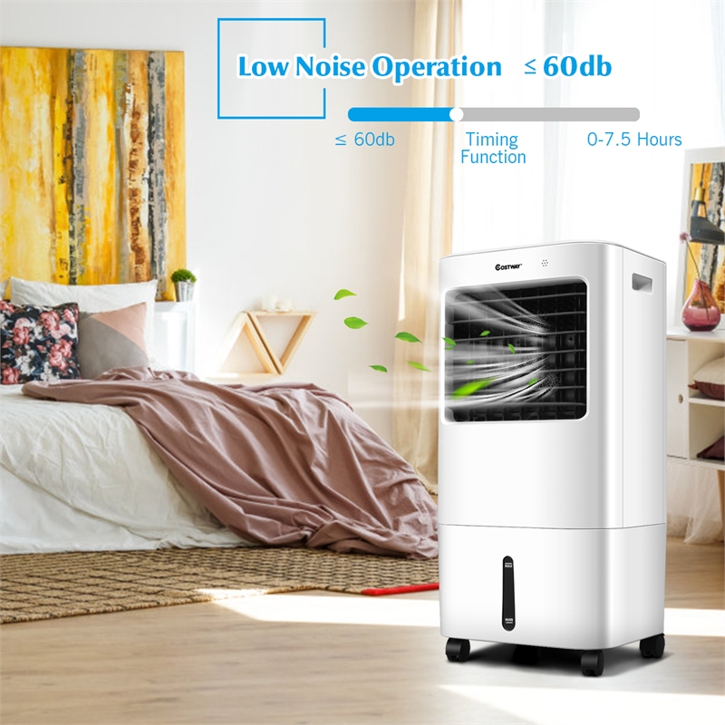Pemberly Row Portable Evaporative Air Cooler Fan with Remote and 7.5 Hour Timer