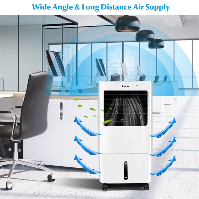 Pemberly Row Portable Evaporative Air Cooler Fan with Remote and 7.5 Hour Timer