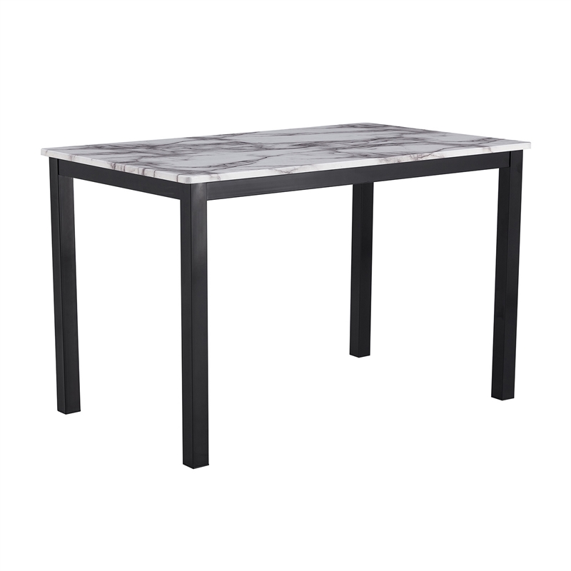Pemberly Row 5 Piece Dining Table Set with 4 Upholstered Chairs in White