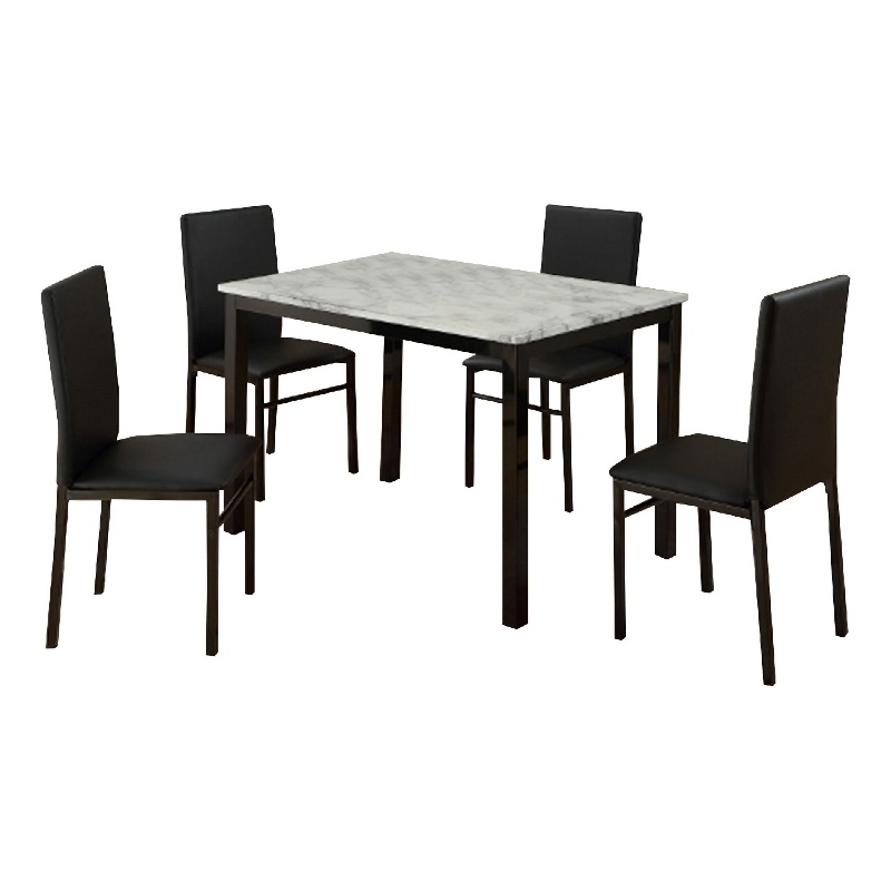 Pemberly Row 5 Piece Dining Table Set with 4 Upholstered Chairs in White