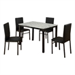 Pemberly Row 5 Piece Dining Table Set with 4 Upholstered Chairs in White