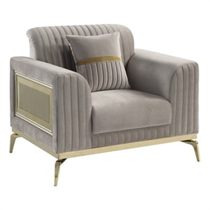 Pemberly Row Contemporary Upholstered Accent Chair in Taupe Faux Leather