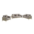 Pemberly Row Contemporary Upholstered 3 Piece Living Room Set in Taupe