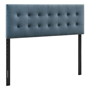 Pemberly Row Stain-Resistant Performance Velvet Full Headboard in Cadet Blue