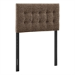 Pemberly Row Padded Upholstered Twin Headboard in Mocha Cotton