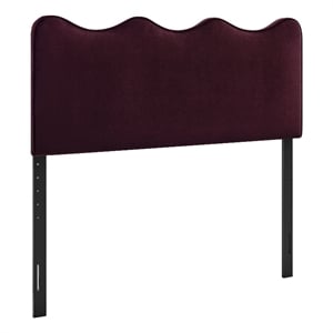 Pemberly Row Stain-Resistant Performance Velvet King Headboard in Mulberry