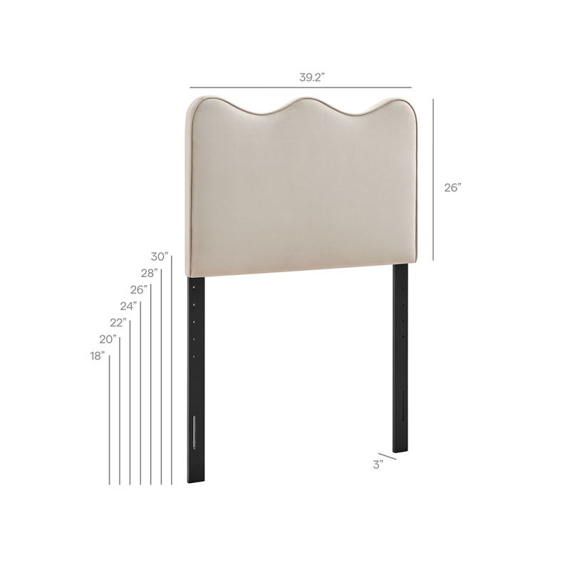 Pemberly Row Stain-Resistant Performance Velvet Twin Headboard in Almond