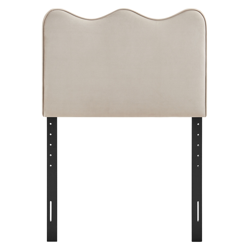Pemberly Row Stain-Resistant Performance Velvet Twin Headboard in Almond