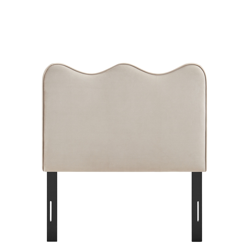 Pemberly Row Stain-Resistant Performance Velvet Twin Headboard in Almond