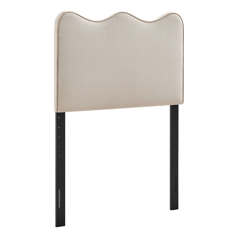 Pemberly Row Stain-Resistant Performance Velvet Twin Headboard in Almond