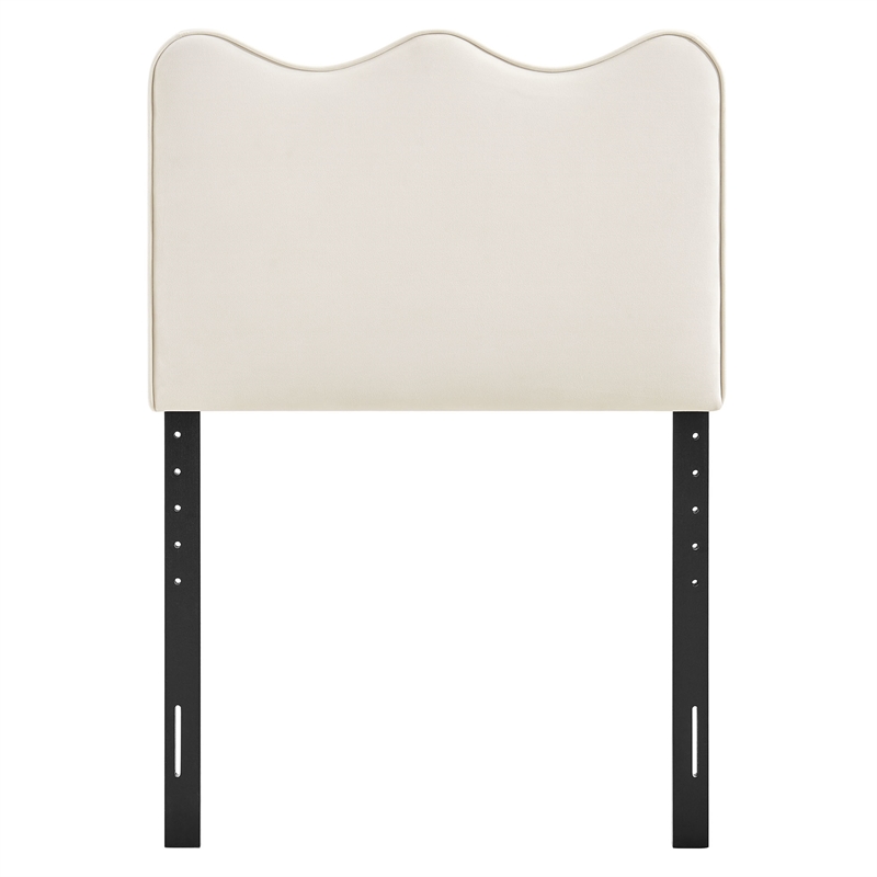 Pemberly Row Stain-Resistant Performance Velvet Twin Headboard in Alabaster