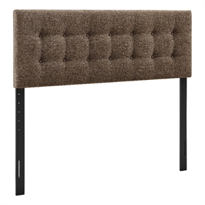Pemberly Row Padded Upholstered Queen Headboard in Mocha Cotton