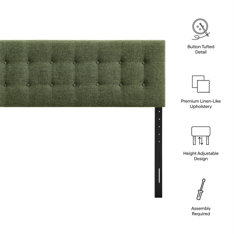Pemberly Row Padded Upholstered Queen Headboard in Foliage Green