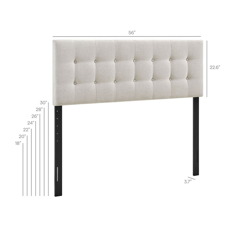 Pemberly Row Padded Upholstered Full Headboard in Linen Cotton