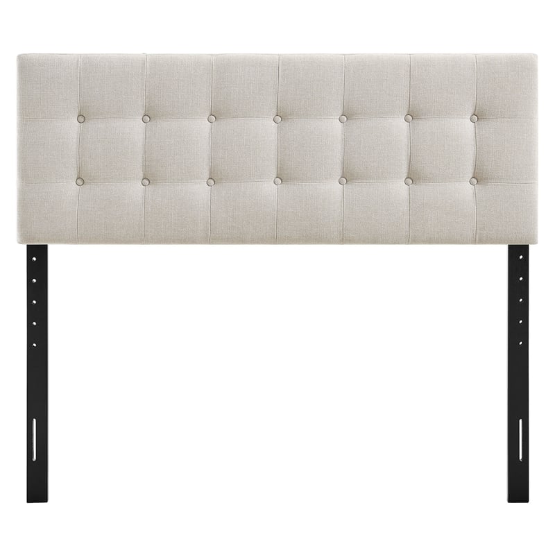 Pemberly Row Padded Upholstered Full Headboard in Linen Cotton