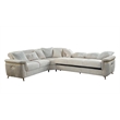 Pemberly Row Sectional with Wood and Stainless Steel Base in Beige