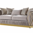 Pemberly Row Diamond Pattern Sofa with Wood Frame in Gold and Taupe