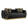 Pemberly Row Diamond Pattern Sofa with Wood Frame in Gold and Black