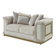 Pemberly Row Loveseat with Brushed Gold Metal Frame in Cream